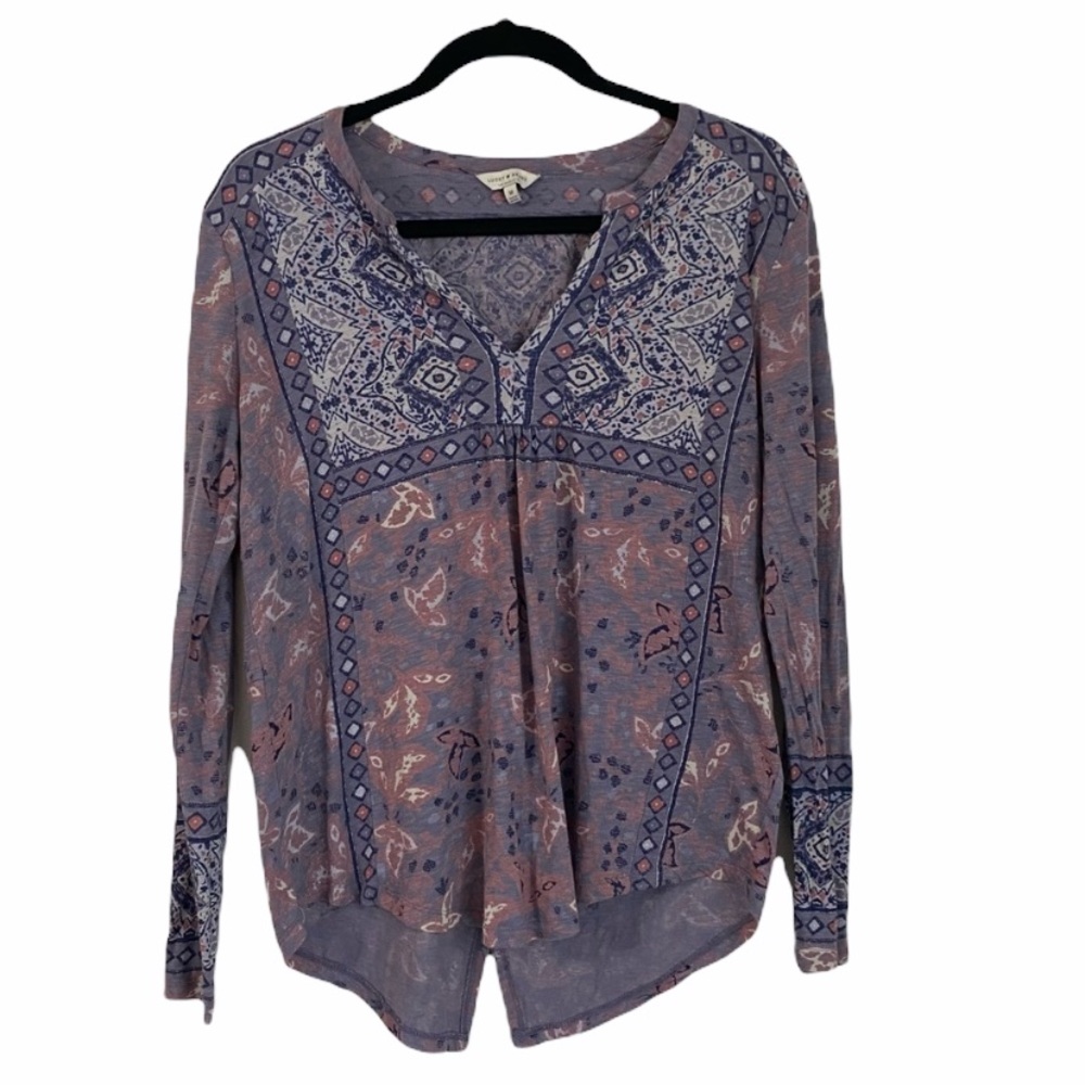 Lucky Brand Bohemian Lavender Long Sleeve Top